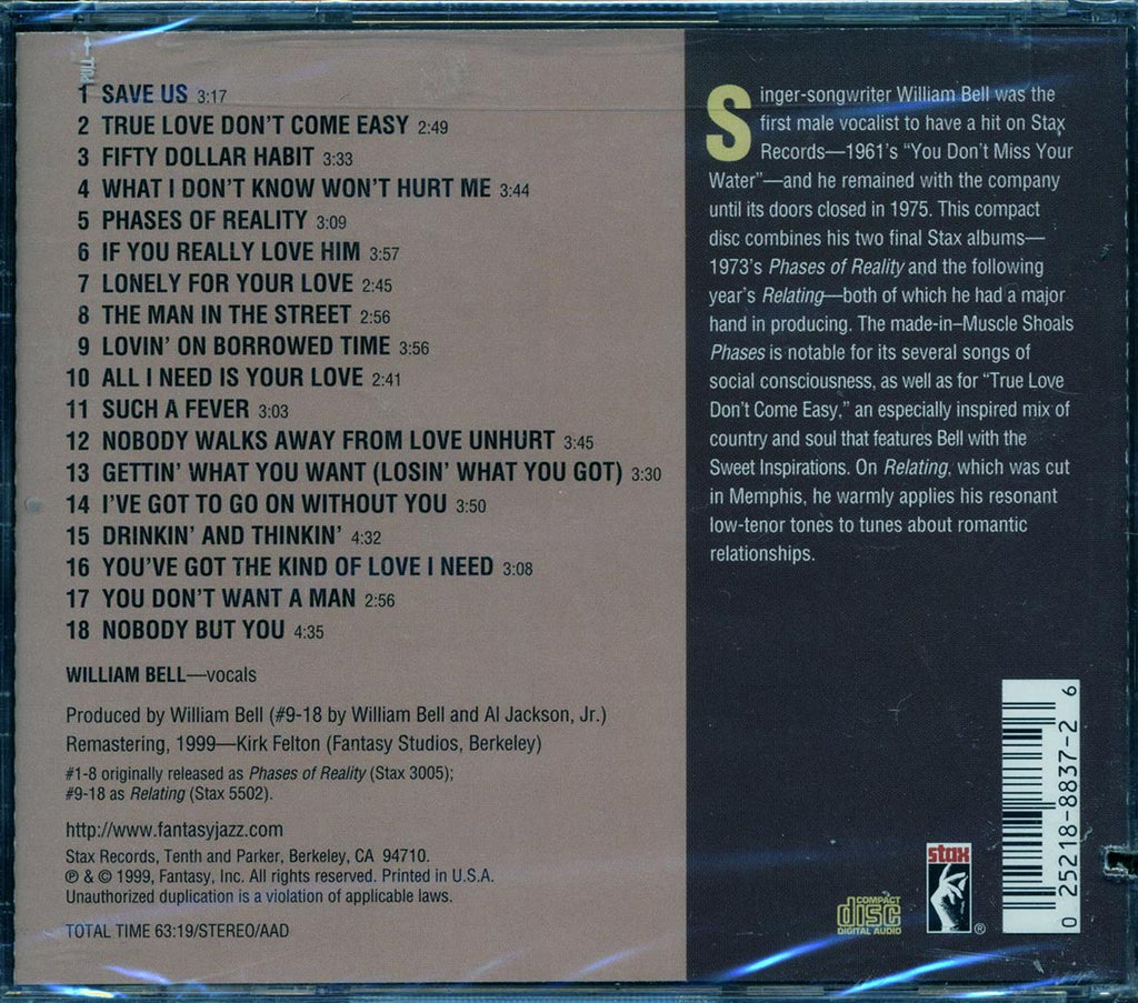 William Bell - Phases Of Reality: Relating (2 albums on 1 CD) (marked/ltd stock) Music CD