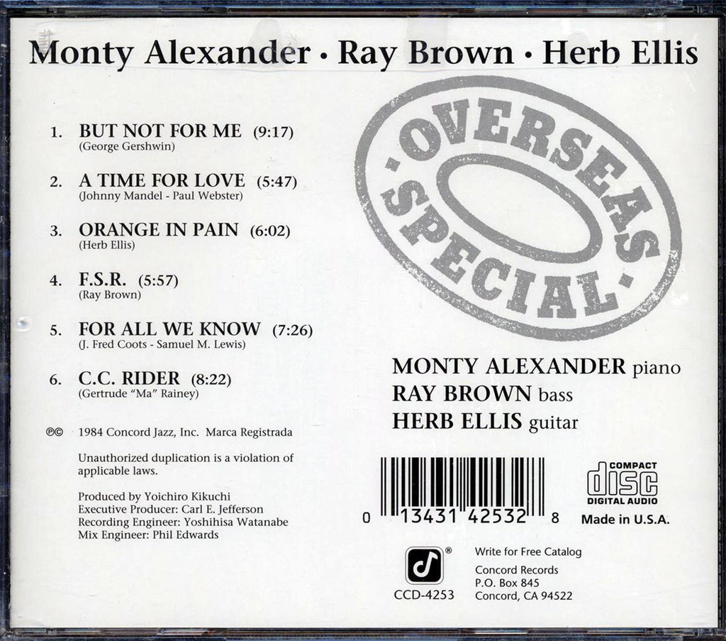 Monty Alexander, Ray Brown, Herb Ellis - Overseas Special Music CD