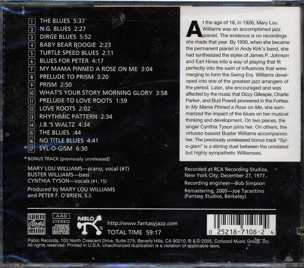 Mary Lou Williams - My Mama Pinned A Rose On Me (marked/ltd stock) Music CD