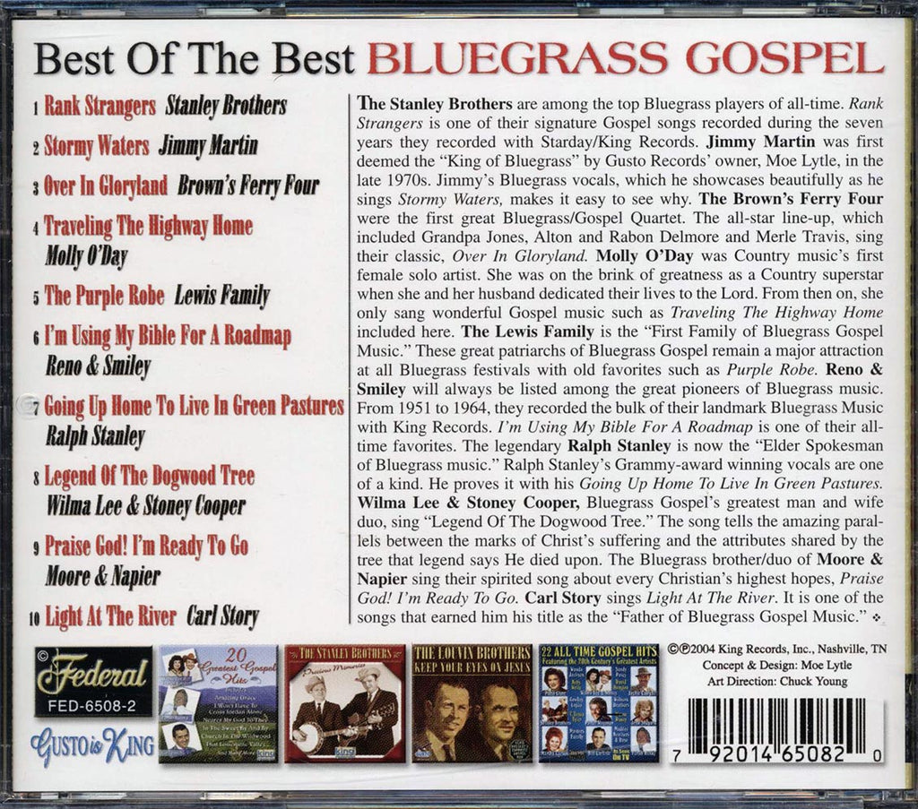 The Stanley Brothers, Jimmy Martin, Brown's Ferry Four, Etc. - Best Of The Best Bluegrass Gospel Music CD