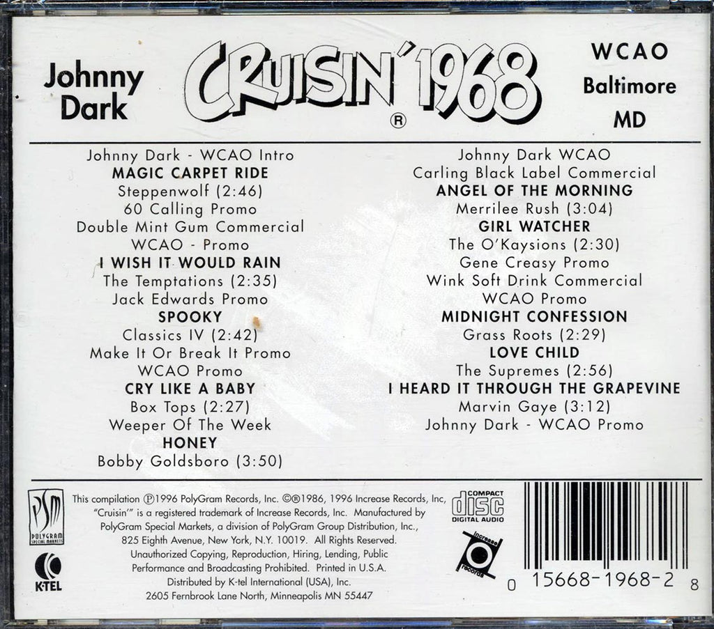 Johnny Dark, Steppenwolf, The Temptations, Etc. - Cruisin' 1968 Music CD