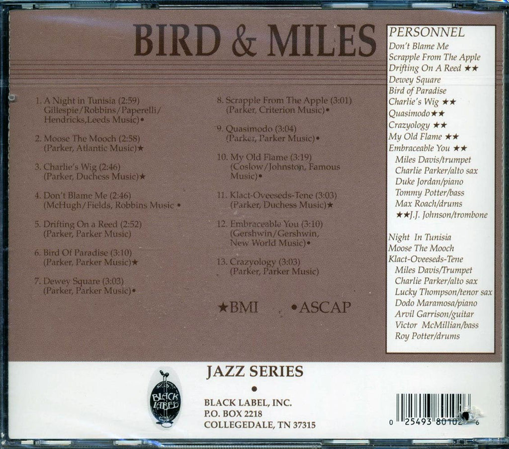 Charlie Parker, Miles Davis - Bird & Miles: Historical Sessions Music CD