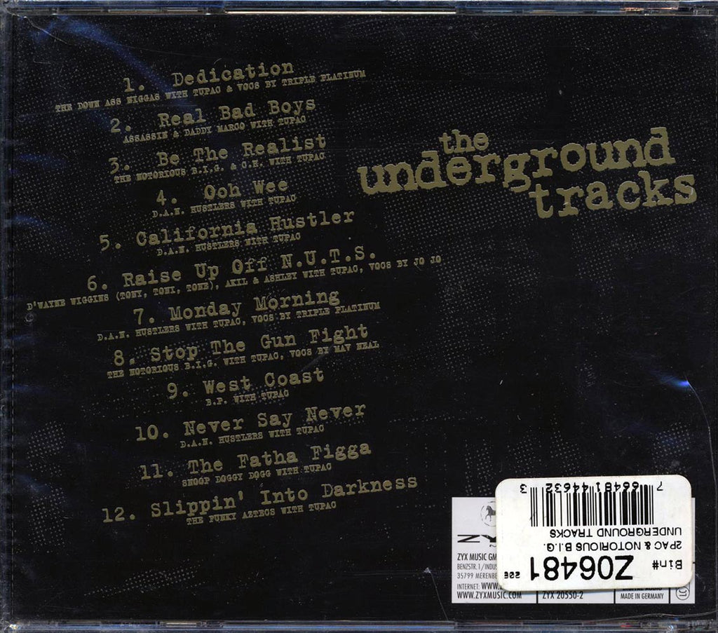 Tupac, Snoop Doggy Dogg, Assassin, Daddy Marco, Notorious BIG, Etc. - The Underground Tracks Music CD