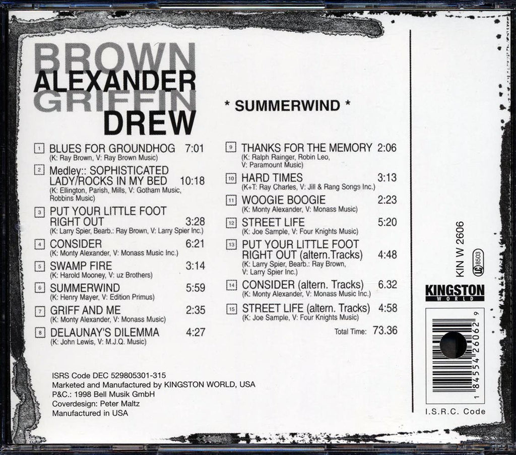 Monty Alexander, Ray Brown, Johnny Griffin, Martin Drew - Summerwind (marked/ltd stock) Music CD