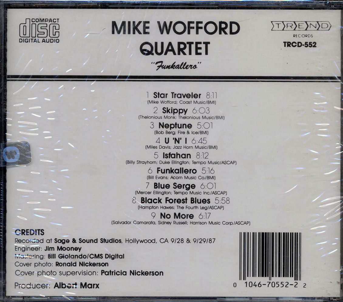 Mike Wofford Quartet - Funkallero Music CD
