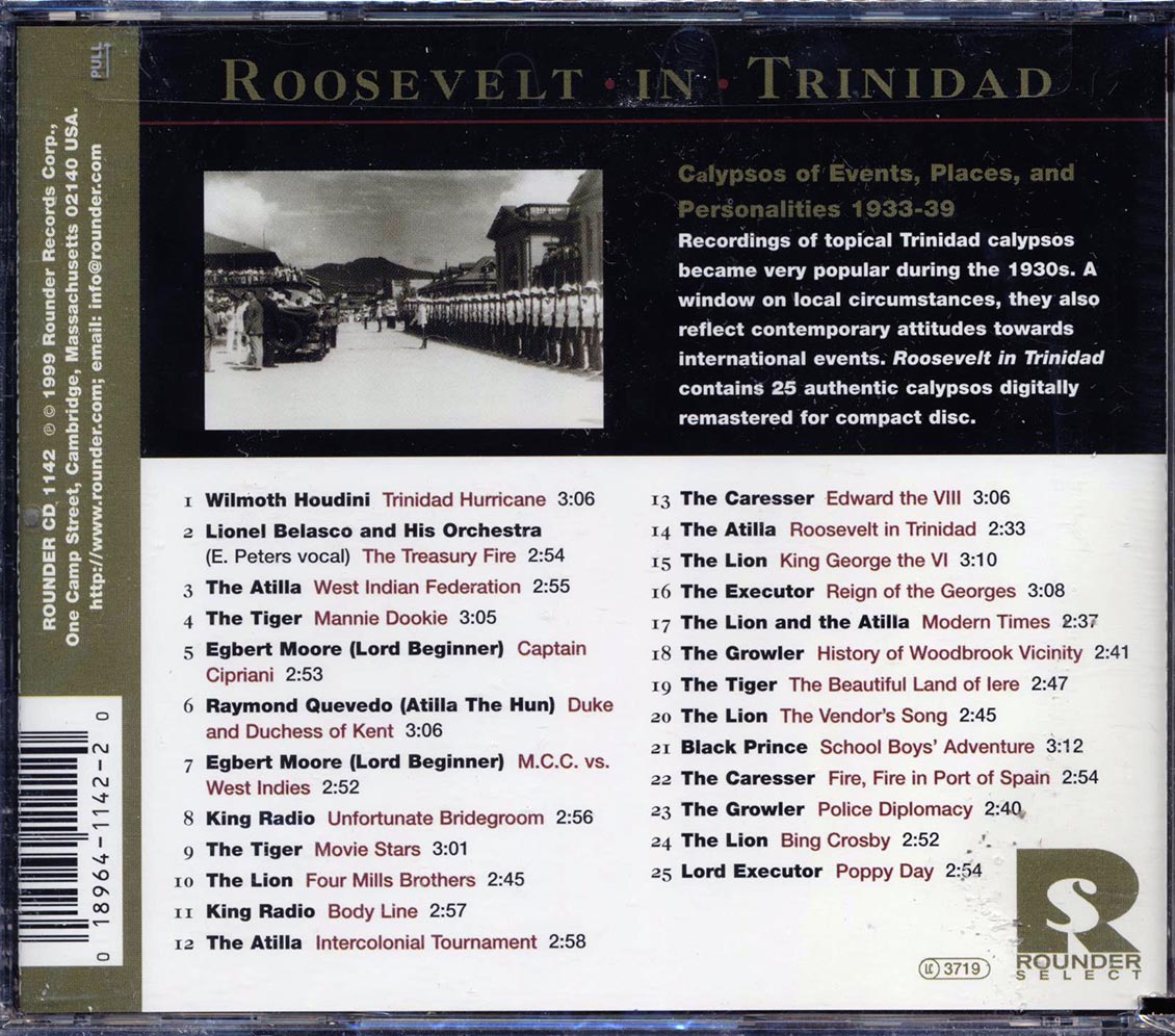The Atilla, The Tiger, Egbert Moore, Etc. - Roosevelt In Trinidad: Calypsos Of Events, Places And Personalities 1933-1939 (marked/ltd stock) Music CD