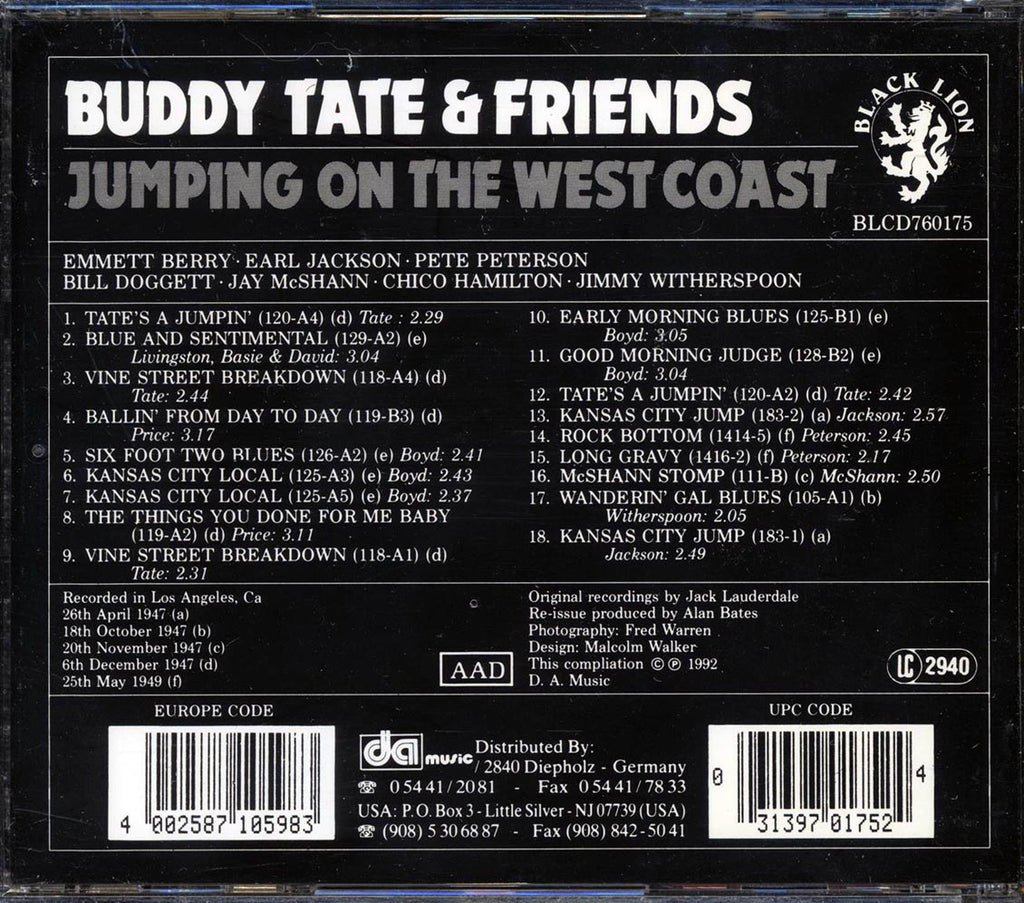 Buddy Tate & Friends - Jumping On The West Coast Music CD