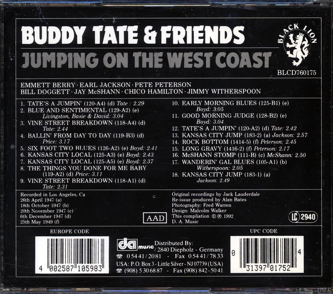 Buddy Tate & Friends - Jumping On The West Coast Music CD