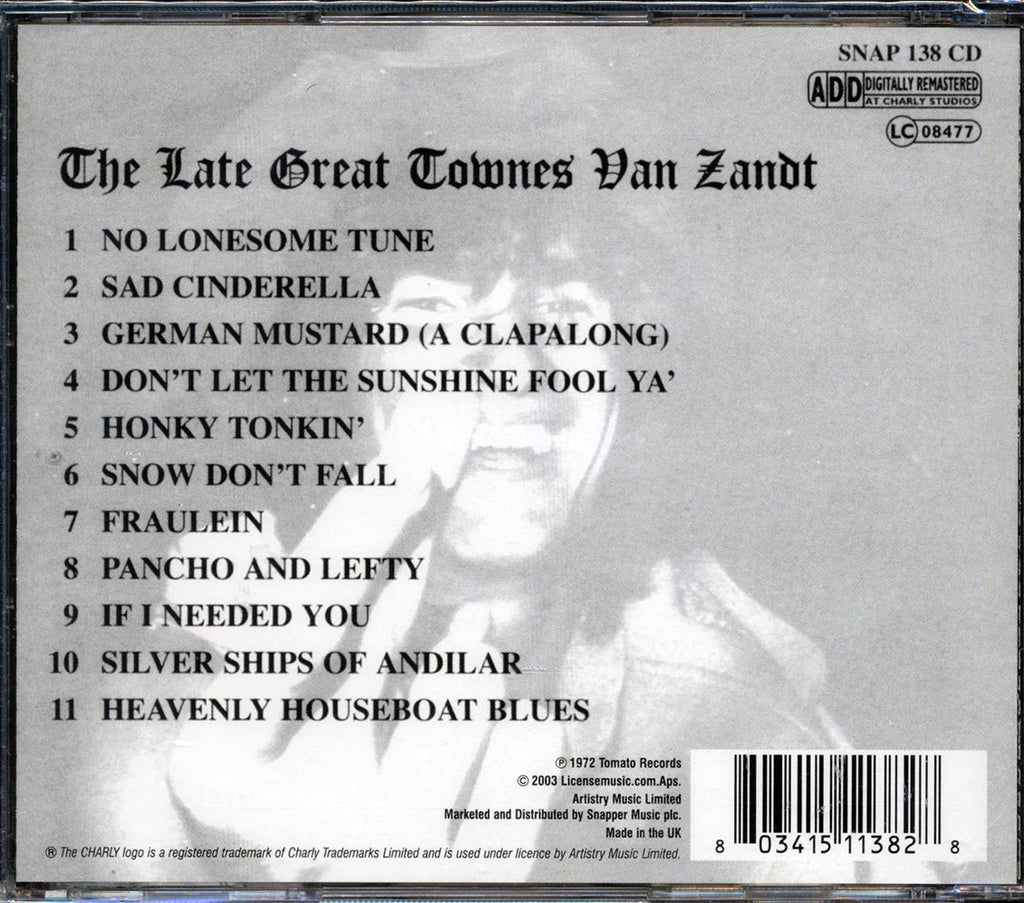 Townes Van Zandt - The Late Great Townes Van Zandt Music CD