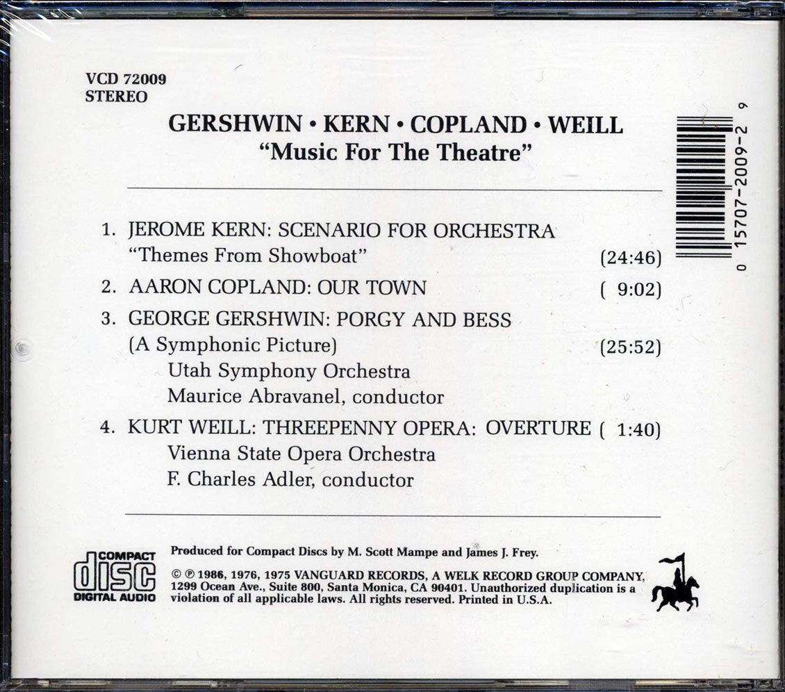 Gershwin, Kern, Copland, Etc. - Music For The Theatre Music CD