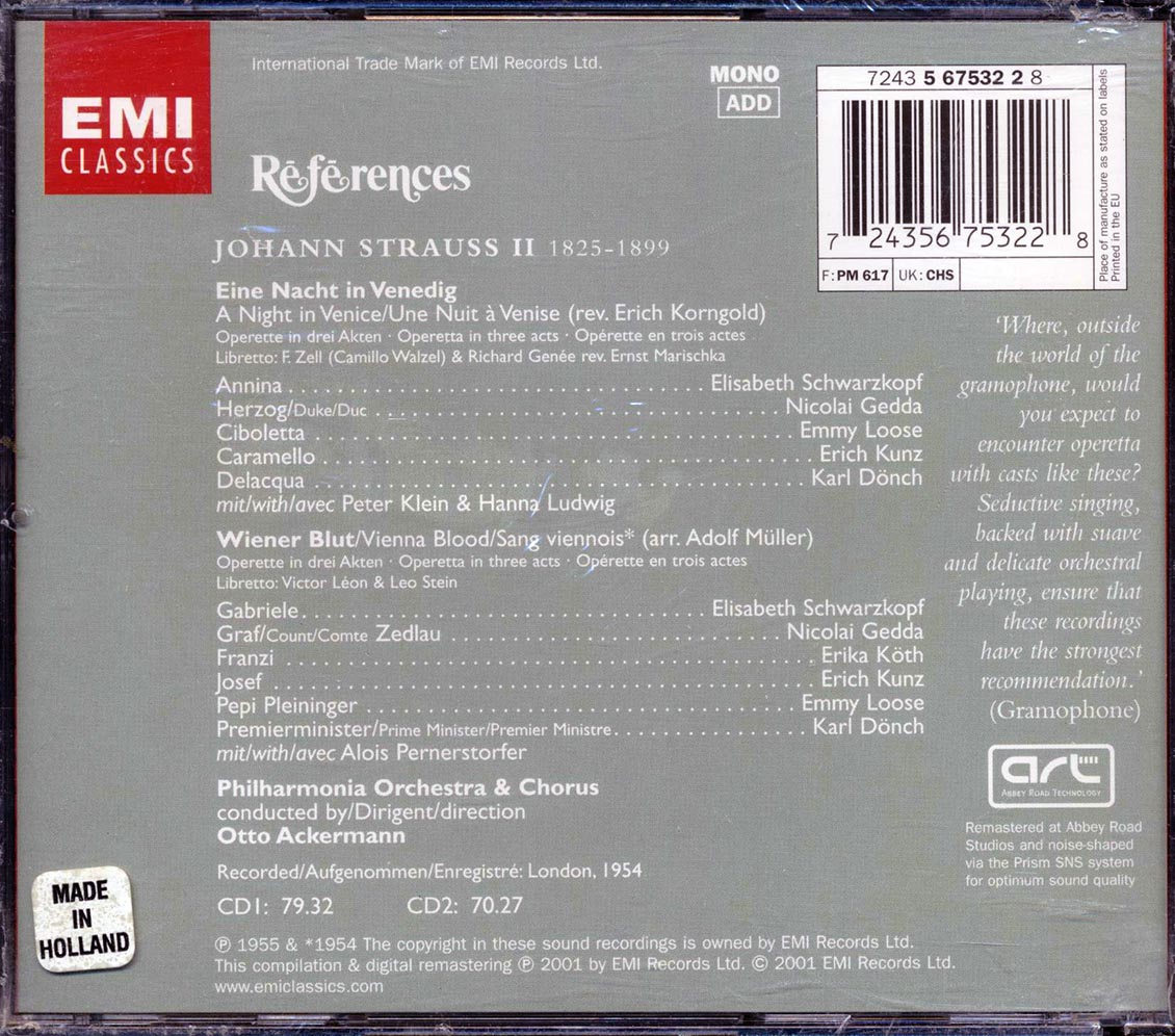 Johann Strauss Jr., Elisabeth Schwarzkopf, Nicolai Gedda, Etc. - References (2xCD) Music CD