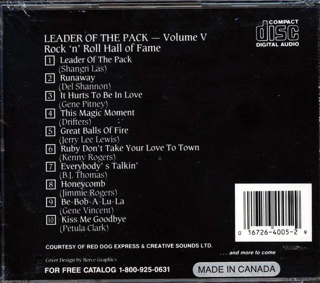 The Shangri-Las, Del Shannon, Gene Pitney, Jerry Lee Lewis, Etc. - Rock N Roll Hall Of Fame Volume 5 Music CD