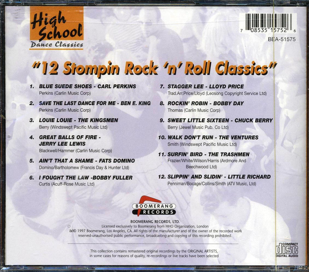 Carl Perkins, Ben E King, The Kingsmen - 12 Stompin Rock N Roll Classics Music CD