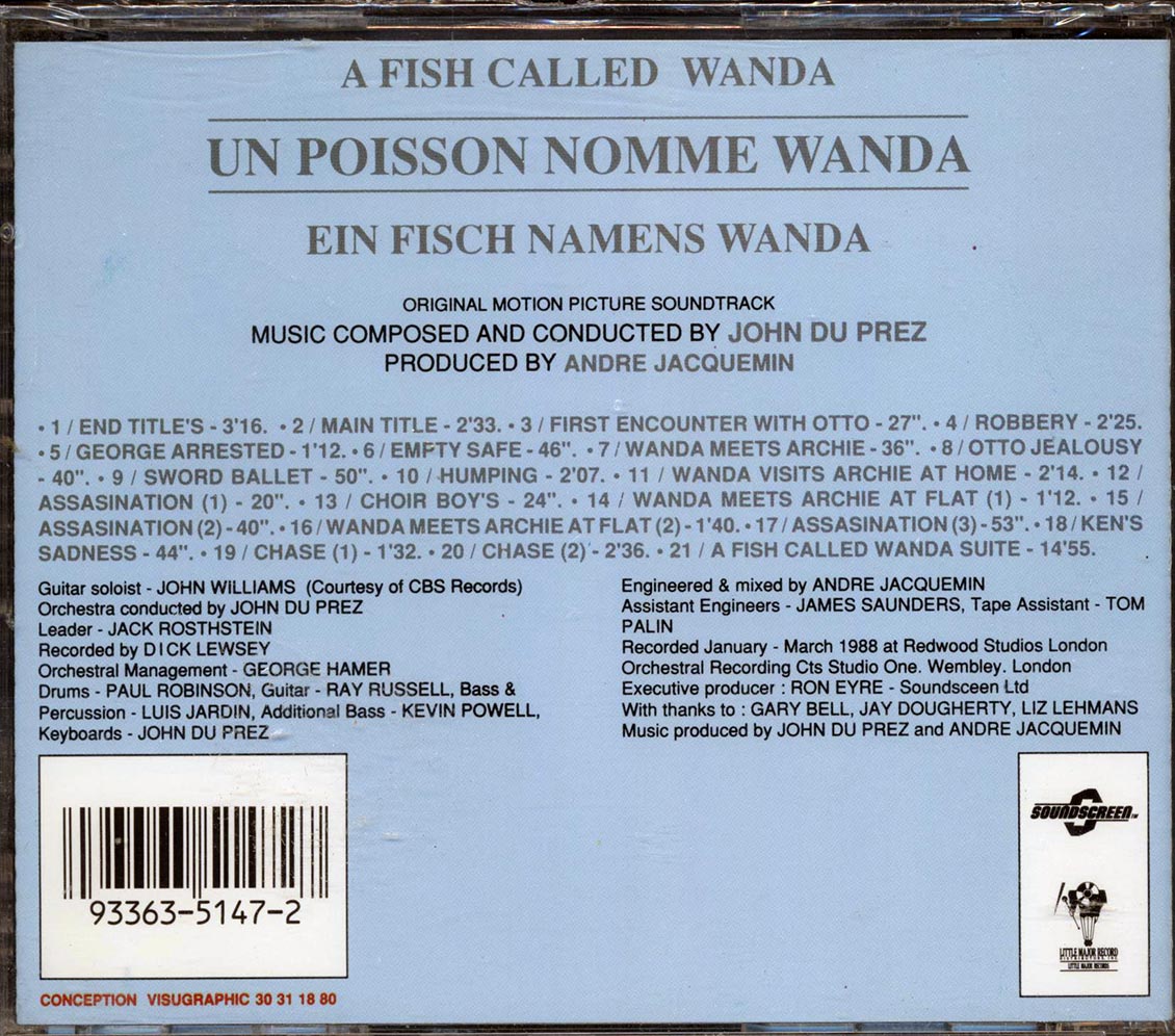 John Du Prez - A Fish Called Wanda: Original Soundtrack Music CD