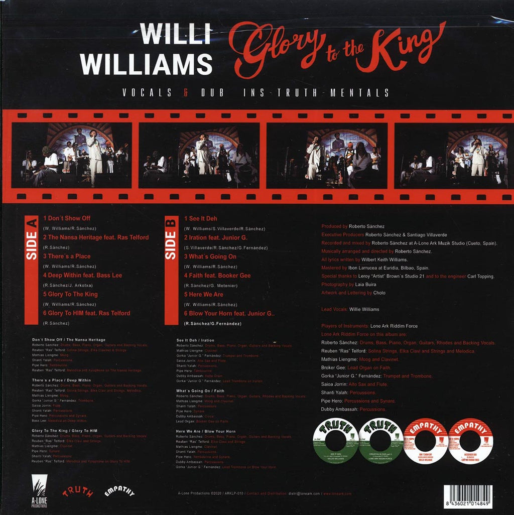 Willie Williams - Glory To The King: Showcase Vocals & Dub Ins-truth-mentals Vinyl Record