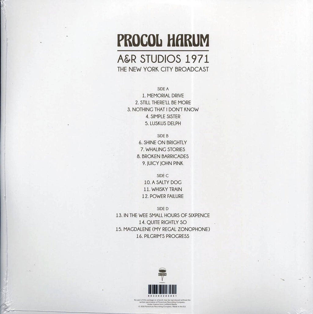 Procol Harum - A&R Studios 1971: The New York City Broadcast (ltd. ed.) (2xLP) Vinyl Record