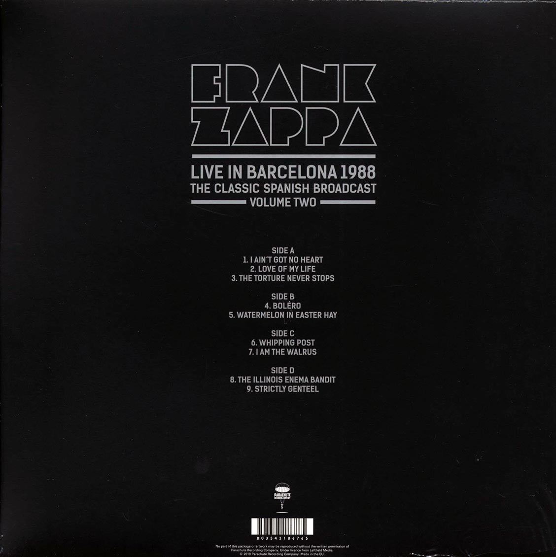 Frank Zappa - Live In Barcelona 1988 Volume 2: The Classic Spanish Broadcast (2xLP) (red vinyl) Vinyl Record