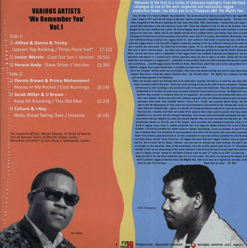 Althea & Donna, Horace Andy, Jacob Miller, Culture, Etc. - We Remember You Volume 1: The Mighty Two Joe Gibbs & Errol Thompson Vinyl Record