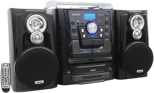 Jensen JMC1250BT Turntable Music Entertainment System with CD, Cassette, Bluetooth &amp; AM/FM Radio - Black
