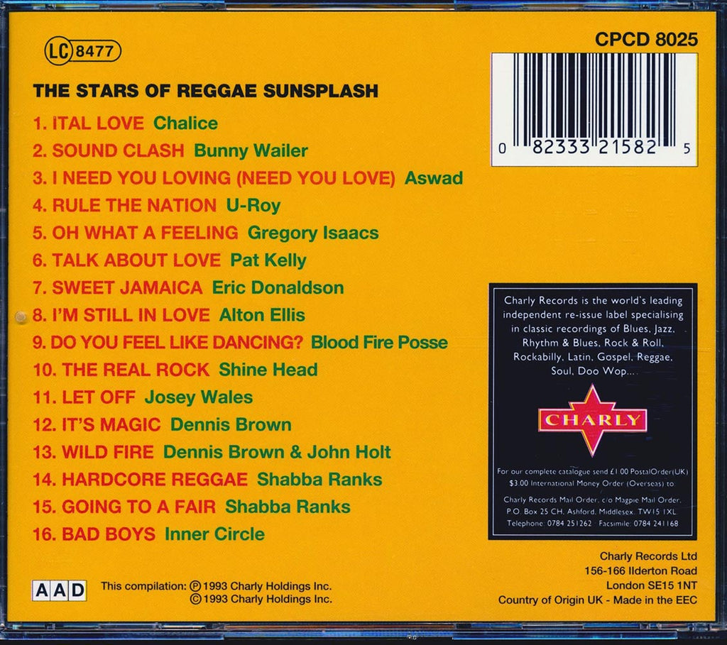 Bunny Wailer, Aswad, Dennis Brown, Gregory Isaacs, Josey Wales, Alton Ellis, Etc. - Stars Of Reggae Sunsplash Music CD