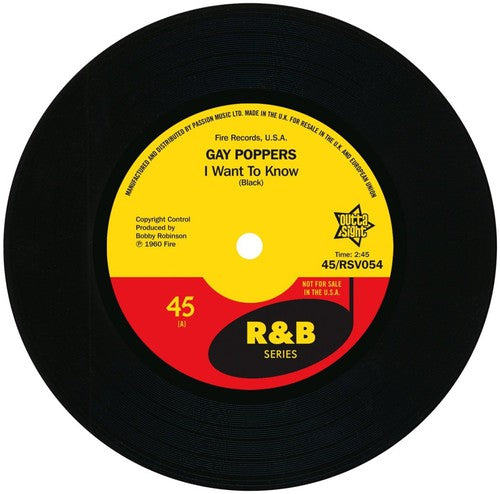 Gay Poppers - I Want To Know / You Got Me Up Tight - Vinyl Record