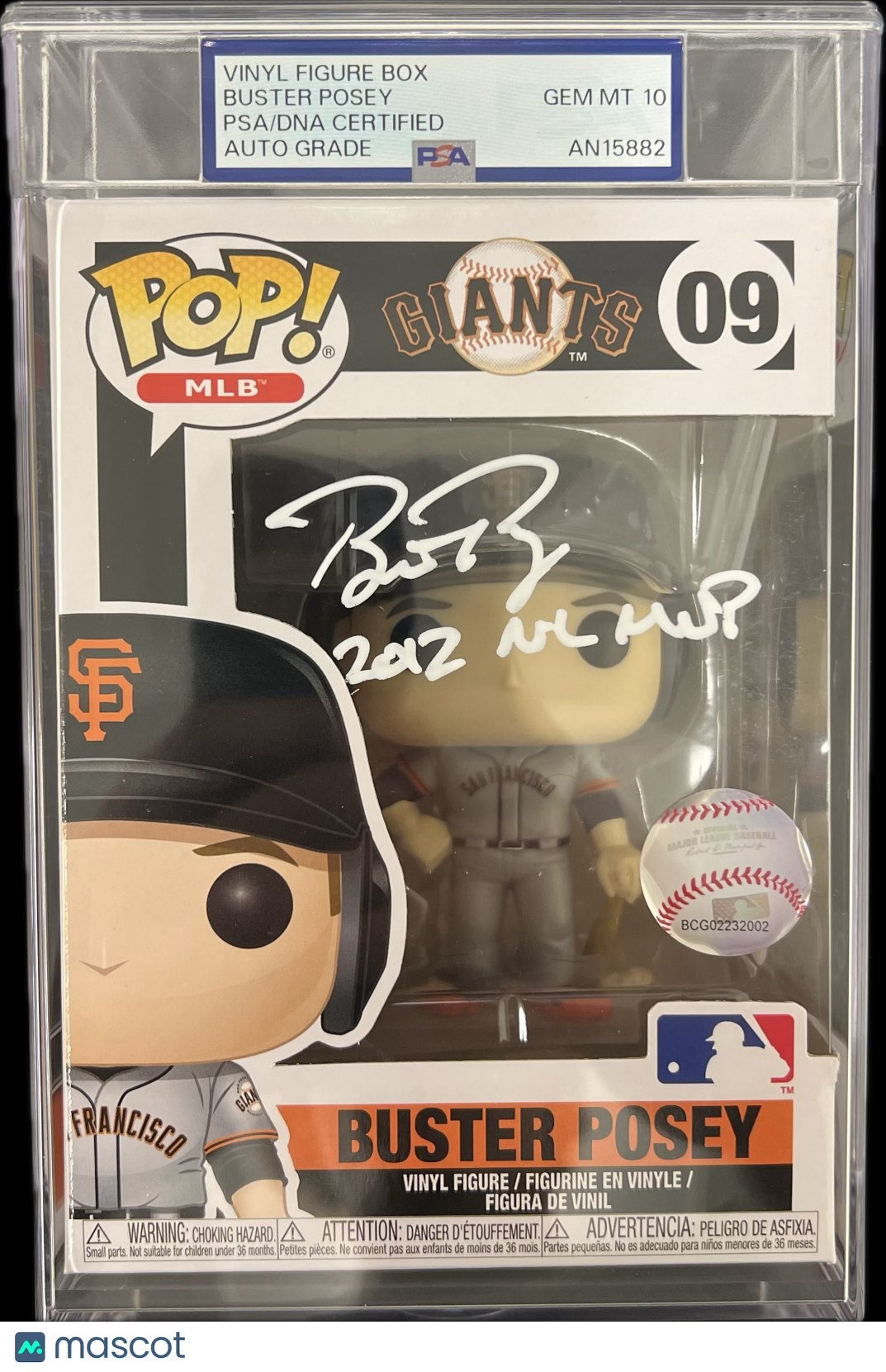 Buster Posey Signed Baseball #09 Funko Pop PSA Encapsulated Autographed