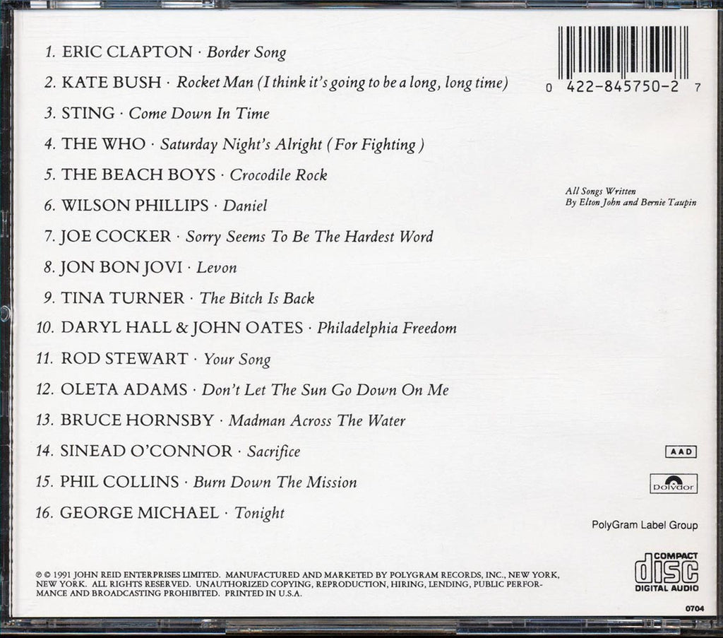 Eric Clapton, The Who, Beach Boys, Etc. - Celebrating The Songs Of Elton John And Bernie Taupin Music CD