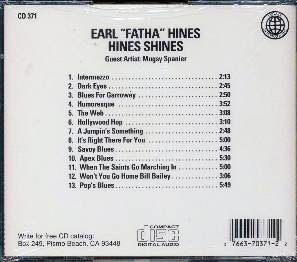 Earl Fatha Hines - Hines Shines Music CD