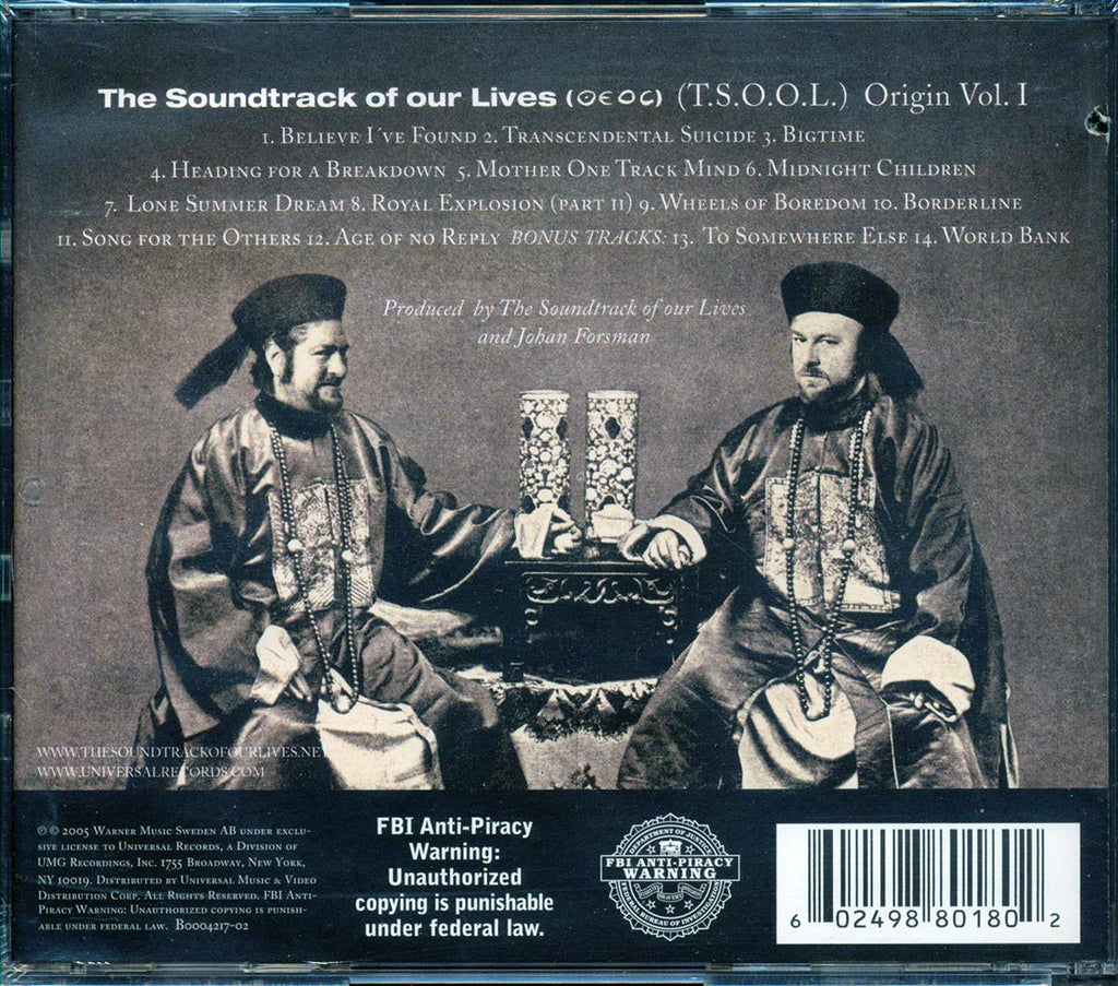 The Soundtrack Of Lives  - Origin Volume 1 Music CD
