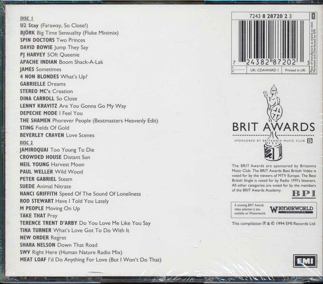 U2, Bjork, Spin Doctors, Etc. - Brit Awards 1994 Music CD