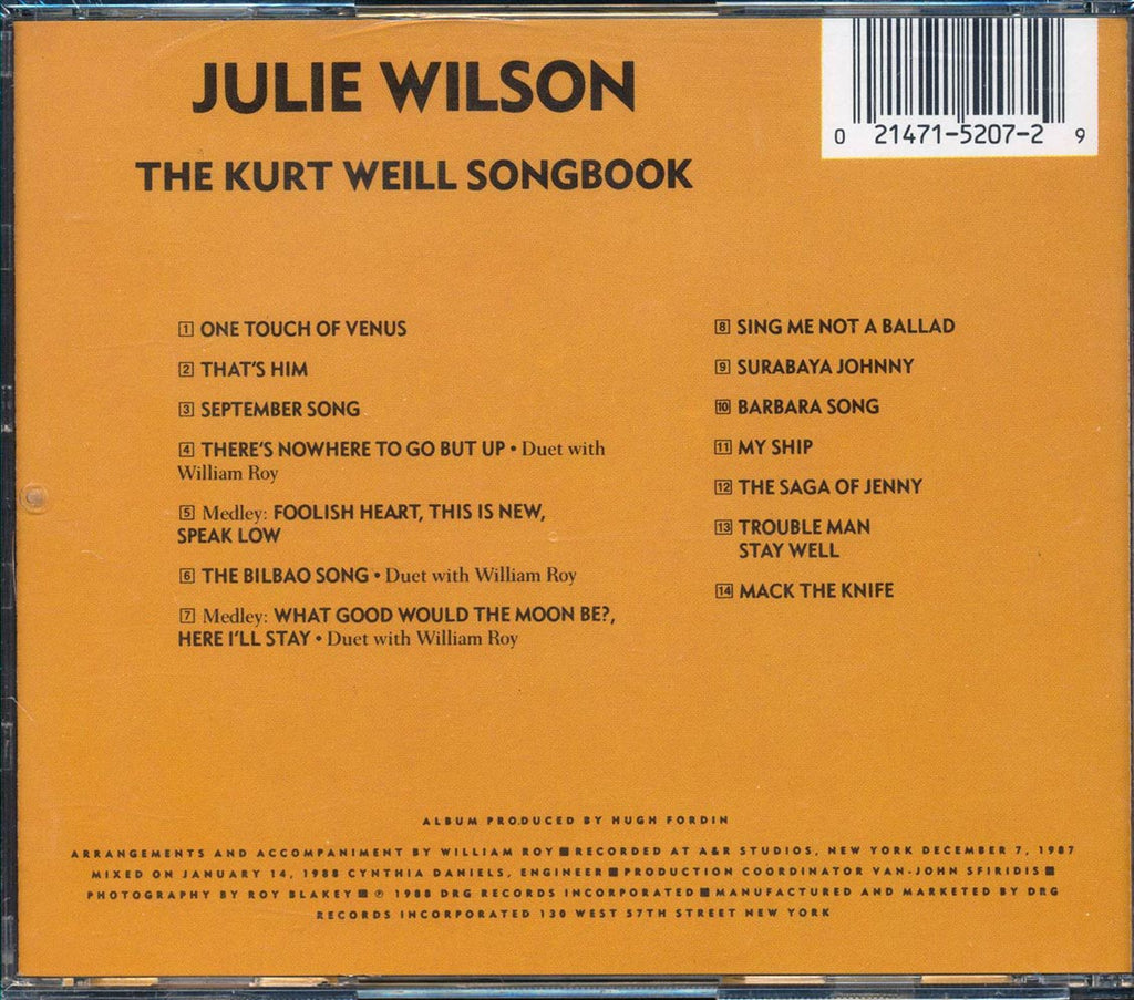 Julie Wilson - Sings The Kurt Weill Songbook Music CD