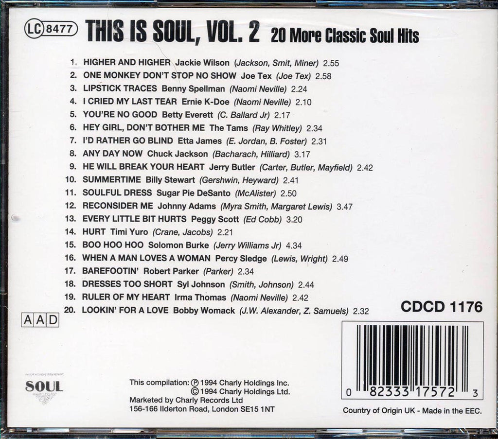 Jackie Wilson, Joe Tax, Benny Spellman, Etc. - This Is Soul Volume 2 Music CD