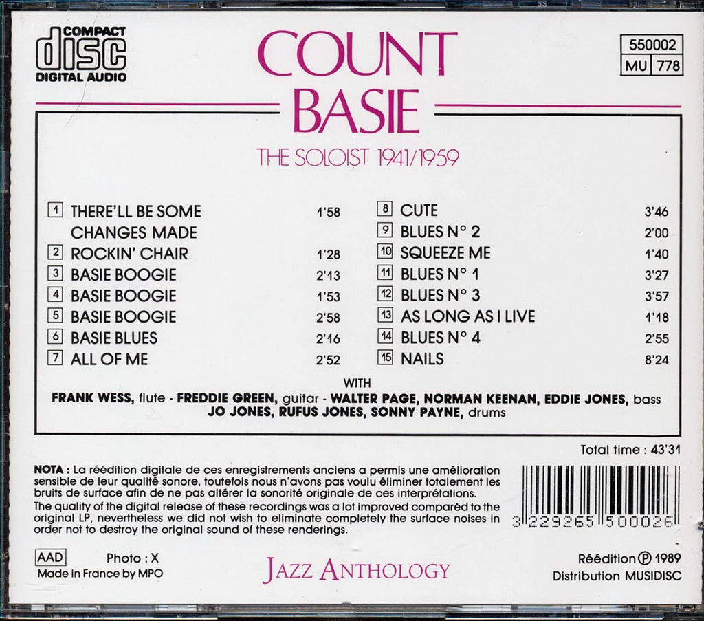Count Basie - The Soloist 1941/1959 (marked/ltd stock) Music CD