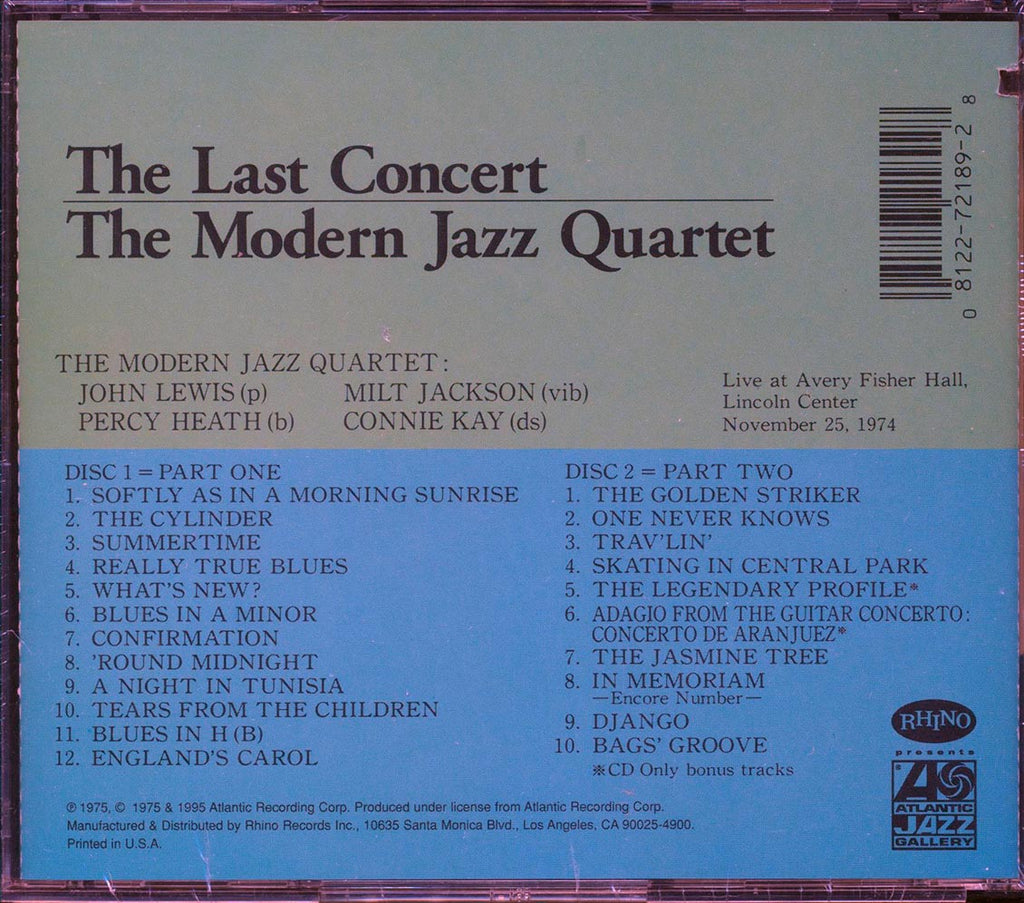 Modern Jazz Quartet - The Last Concert (2xCD) (marked/ltd stock) Music CD
