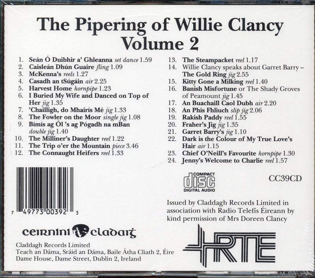 Willie Clancy - The Pipering Of Willie Clancy Volume 2 (24 tracks) Music CD