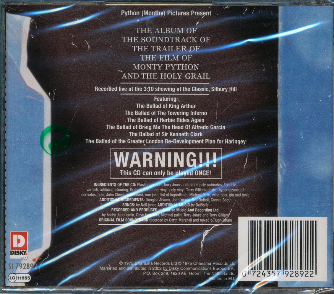 Monty Python - The Album Of The Soundtrack Of The Trailer Of The Film Of Monty Python And The Holy Grail Music CD