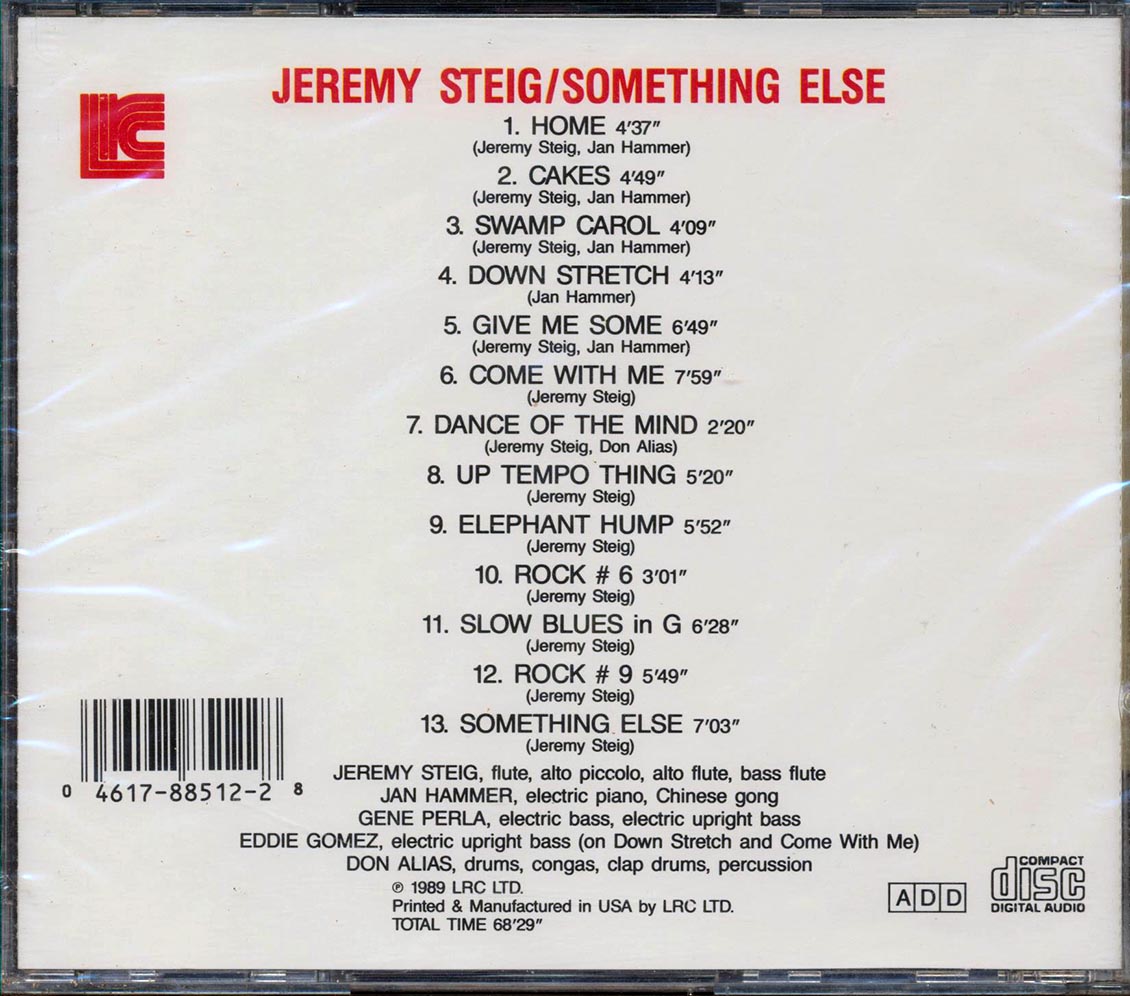 Jeremy Steig Featuring Jan Hammer - Something Else Music CD