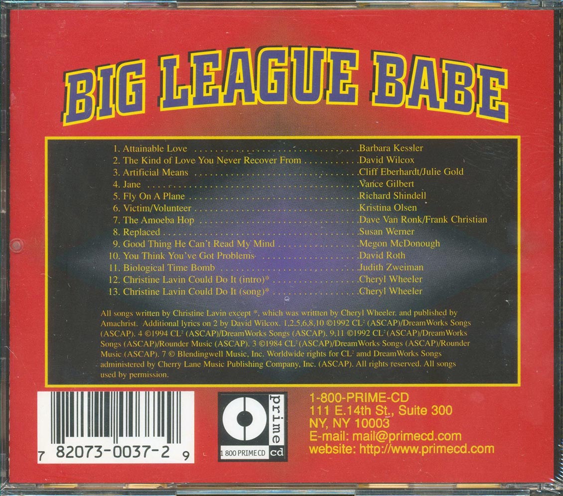Barbara Kressler, David Wilcox, Vance Gilbert, Etc. - Big League Babe: Christine Lavin Tribute Music CD