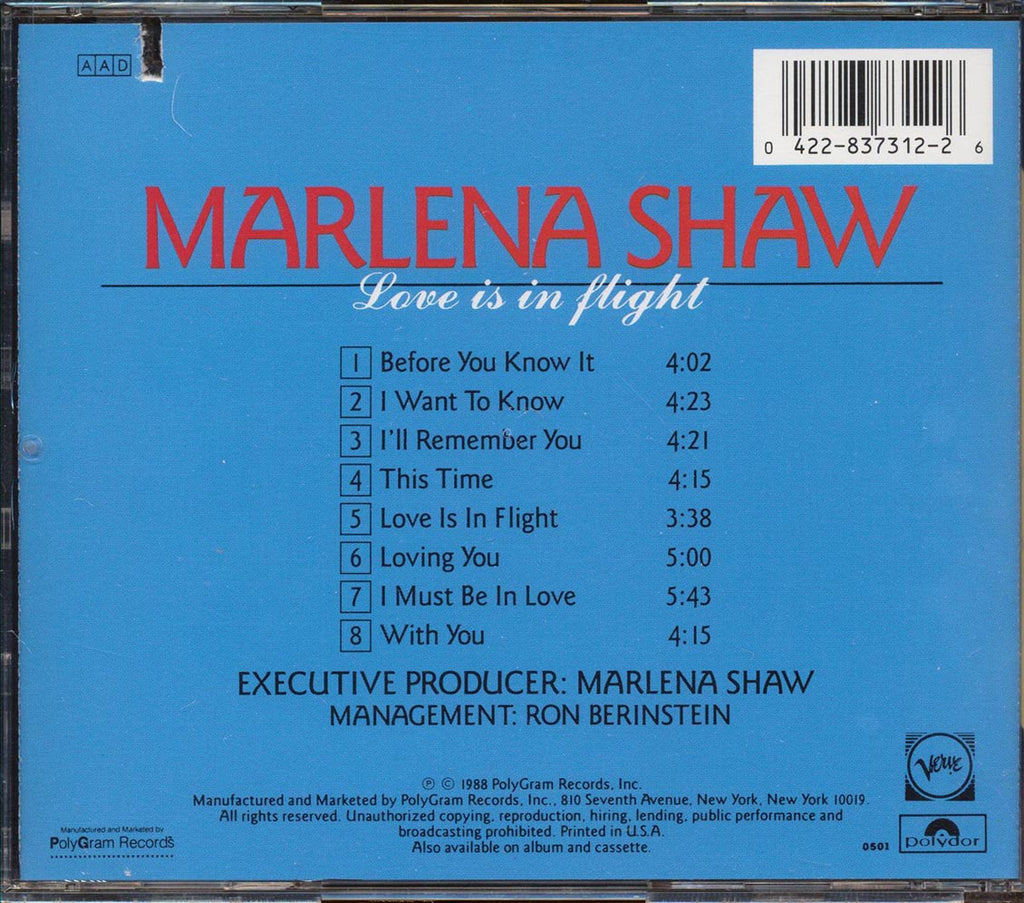 Marlena Shaw  - Love Is In Flight (marked/ltd stock) Music CD
