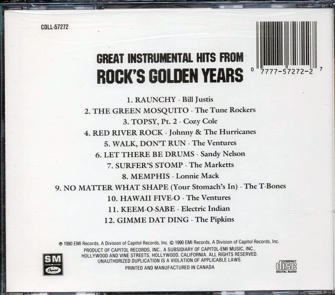 Sandy Nelson, The Ventures, Bill Justis, Etc. - Great Instrumental Hits From Rock's Golden Years Music CD
