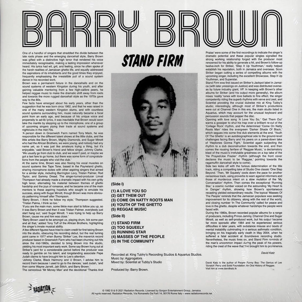 Barry Brown - Stand Firm Vinyl Record