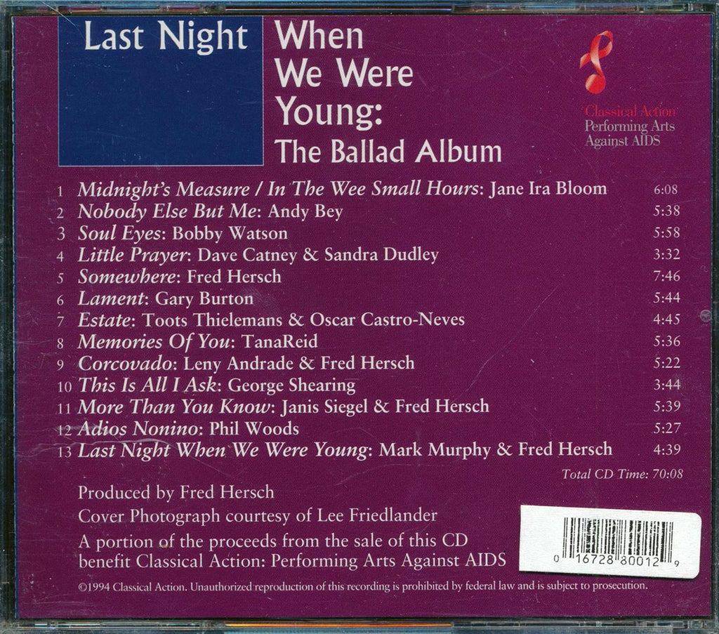 Leny Andrade, Andy Bey, Gary Burton, Toots Thielemans, Etc. - Last Night When We Were Young: The Ballad Album Music CD