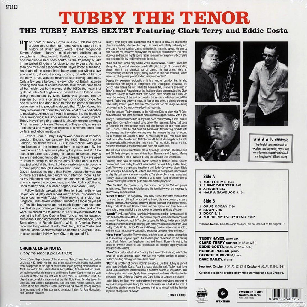Tubby Hayes Sextet - Tubby The Tenor (+2 bonus tracks) (DMM) (ltd. ed.) (180g) Vinyl Record
