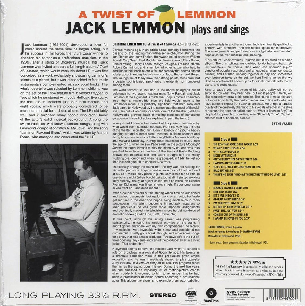Jack Lemmon - A Twist Of Lemmon: Jack Lemmon Sings And Plays (+6 bonus tracks) (ltd. ed.) (180g) Vinyl Record