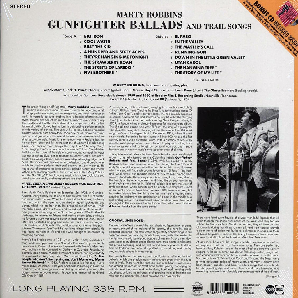 Marty Robbins - Gunfighter Ballads And Trail Songs (+4 bonus tracks) (ltd. ed.) (180g) (incl. CD) Vinyl Record
