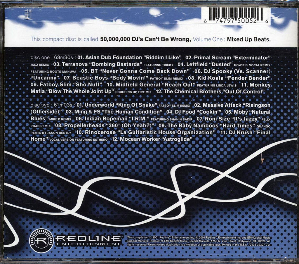 Asian Dub Foundation, Primal Scream, The Beastie Boys, Etc. - 50,000 DJs Can't Be Wrong Volume 1: Mixed Up Beats (24 tracks) (2xCD) Music CD