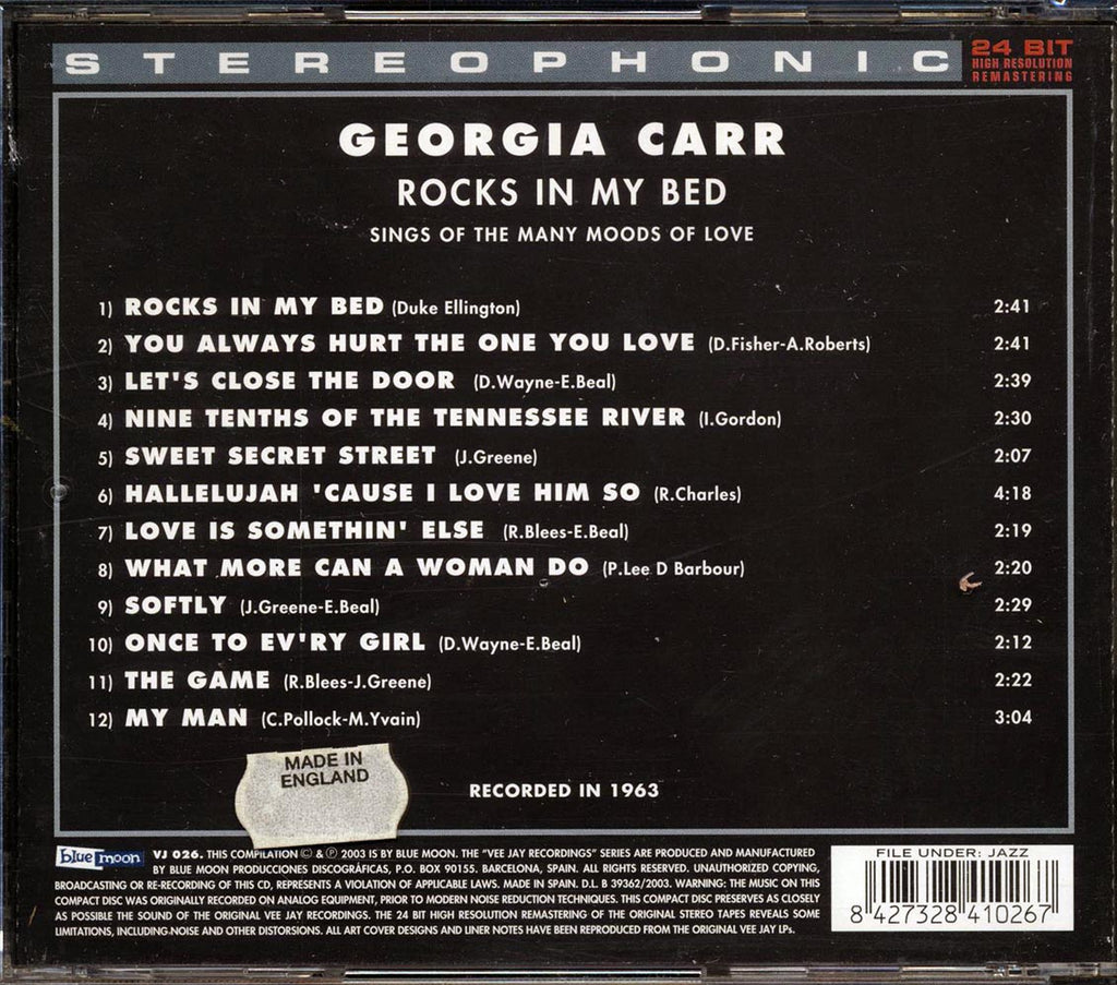 Georgia Carr - Rocks In My Bed: Sings Of The Many Moods Of Love Music CD