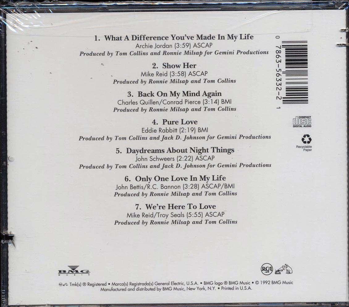 Ronnie Milsap - Collectors Series (marked/ltd stock) Music CD