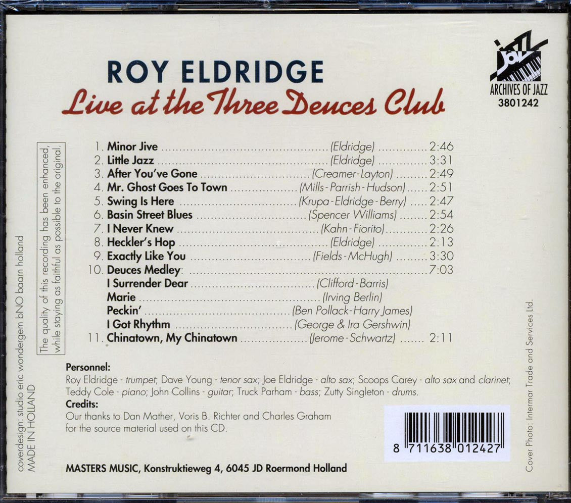 Roy Eldridge - Live At The Three Deuces Club Music CD