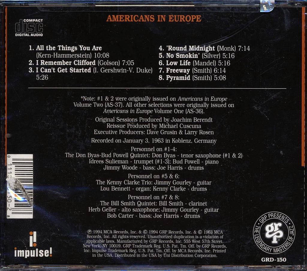 Kenny Clarke, Lou Bennett, Bud Powell, Don Byas, Etc. - Americans In Europe (marked/ltd stock) Music CD